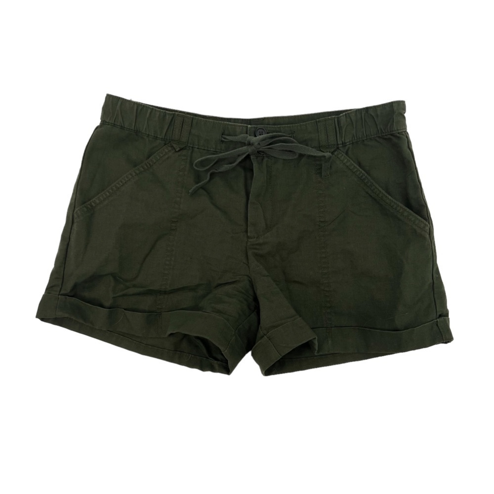 GAP Green Elastic Waist Linen Cuffed Hem Shorts Size 0 Women’s